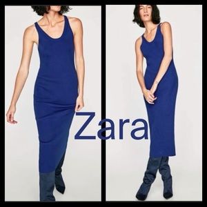 Zara blue knit midi dress